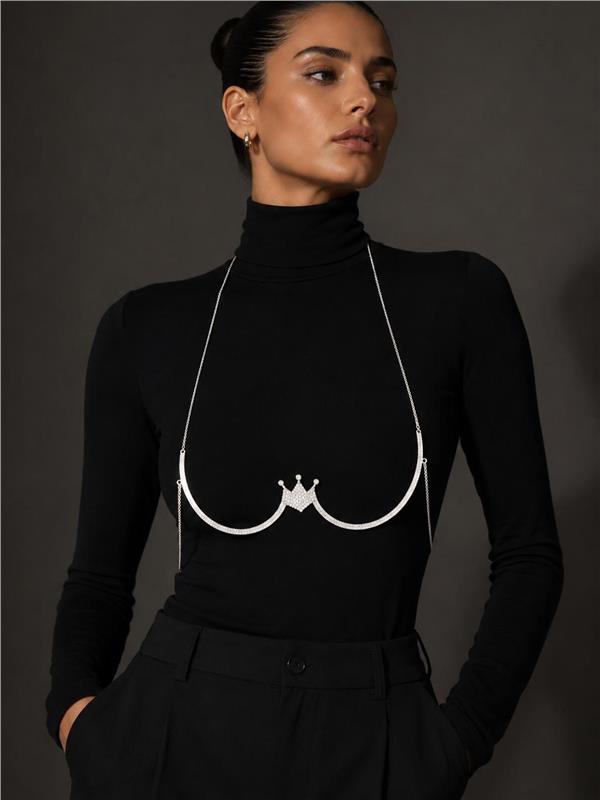 Eliana  Silver Body Chain Göğüs Takısı